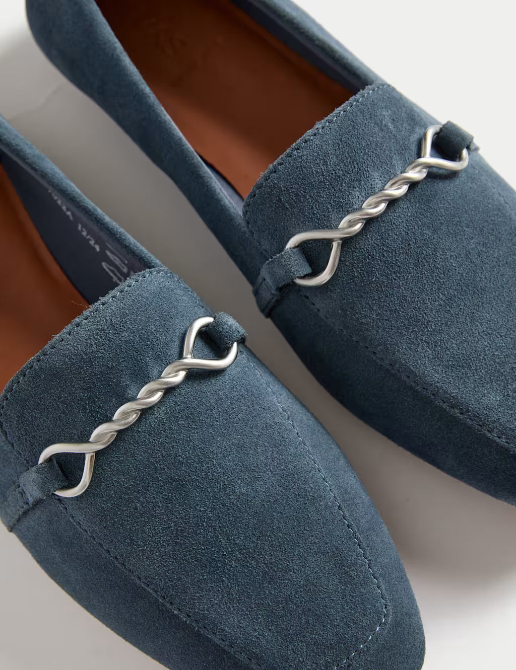 Suede Chain Detail Flat Loafers